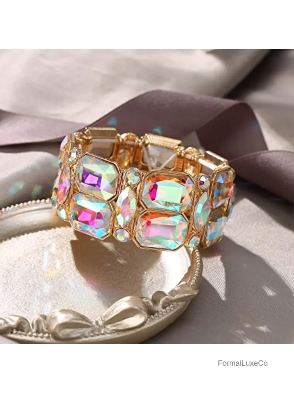 Art Deco Vintage Crystal Stretch Bracelet for Women Party Prom Gift